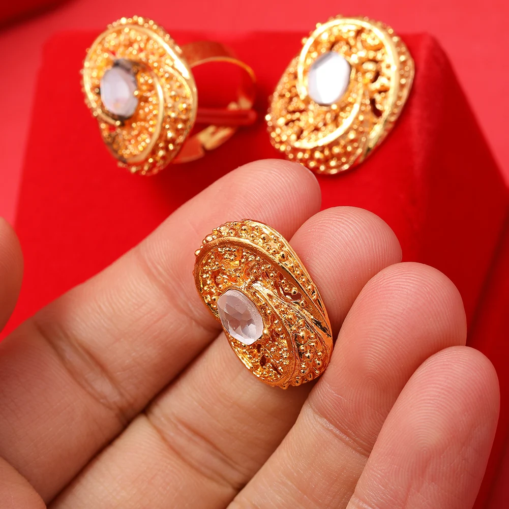 24K Dubai Gold Color Jewelry Sets For Women African India Party Wedding Necklace Pendant Earrings Jewellery Set Engagement Gifts