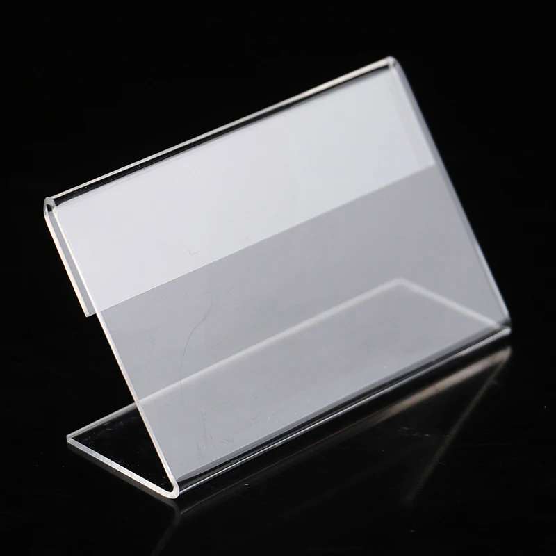 5pcs Acrylic Transparent Display Stand Desk Sign Label Frame Price Tag Display Business Card Holders