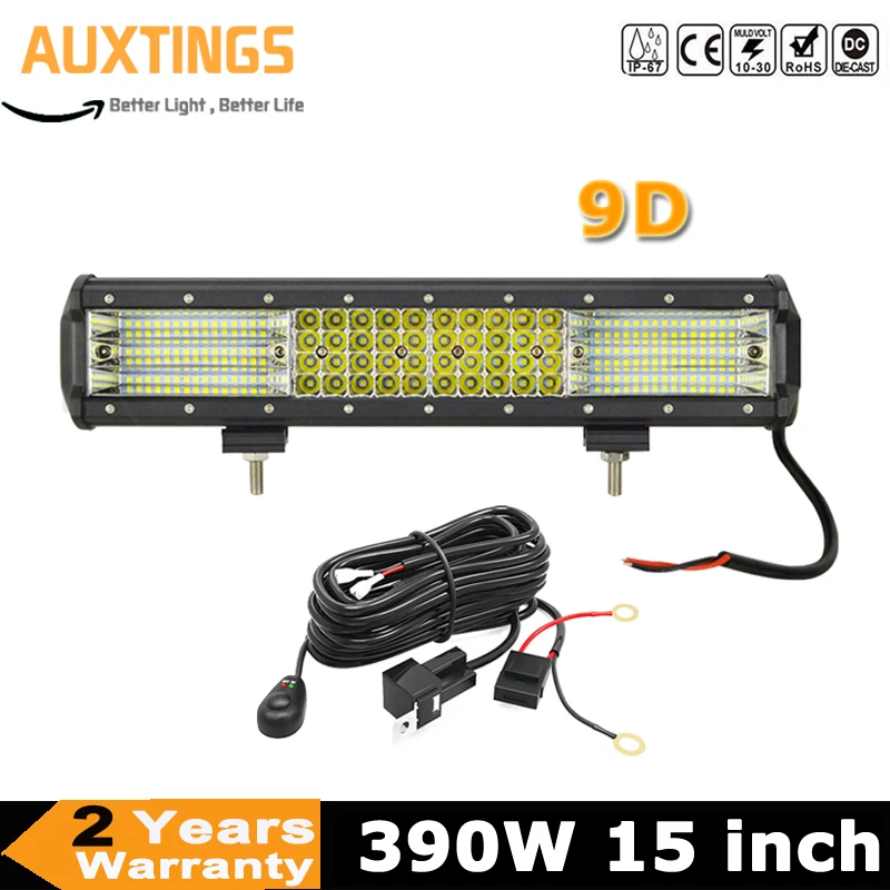 

AUXTINGS Quad-Rows 15" inch 9D 390W LED Work Light Bar Combo led bar for Driving Off-Road Boat Car Tractor 4x4 SUV ATV