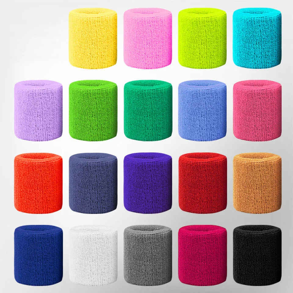 CoolFit Cotton Unisex Sport Sweatband Wristband Wrist Protector Running Badminton Basketball Brace Terry Cloth Sweat Band