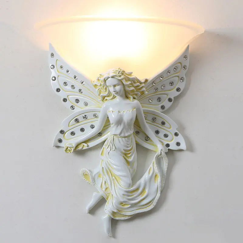 

Retro Creative Angel Wall Lamp Dining Aisle Living Room Decoration Wall Sconce Bedroom Bedside Nordic Home Decor Led Wall Lights