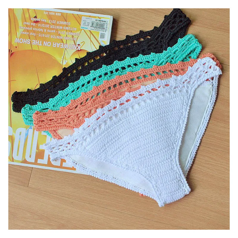 Handmade Swimwear Bikini Botton Crochet Swimsuit Briefs Cotton Beach Wear