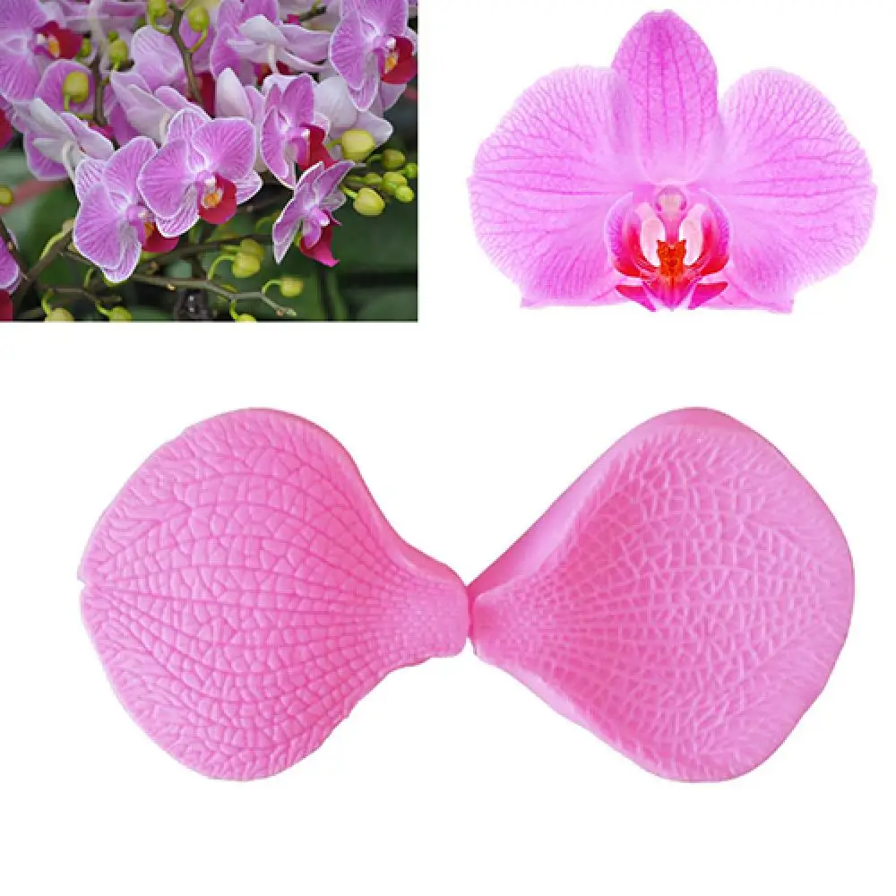 2Pcs/Set Pink Orchid Petal Mold Moth Fondant Cake Silicone Mould Home Kitchen Foods Grade Silicone Modeling Tool