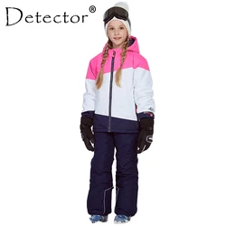 Jaqueta de esqui e calças para meninos e meninas, Kids Snow Sets, Roupas infantis, Terno de esqui quente, Windproof, Outdoor, Detector, Inverno