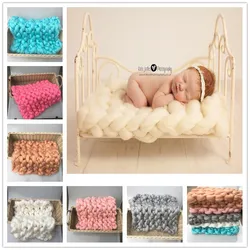 Hand Knitting Soft Baby Photography Blanket Super Thick Wool Chunky Blanket Newborn Basket Filler Newborn Photography Props