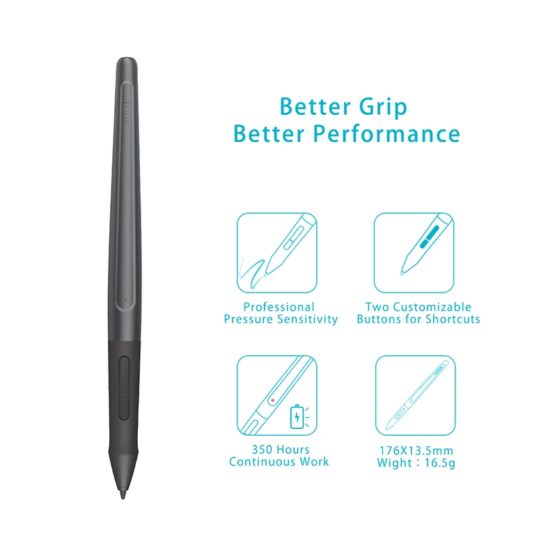 Huion Rechargeable Pen PE150 PF150 Digital Stylus for Drawing Graphics Tablets Q11K G10T WH1409(8192)