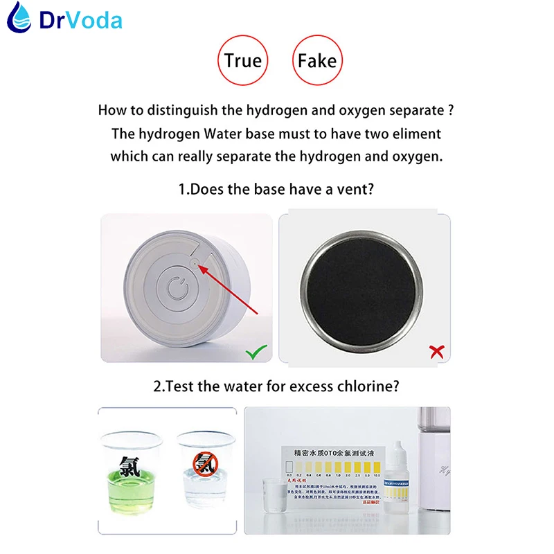 DrVoda NEUE Reiche Wasserstoff Generator Wasser Flasche Hohe Reine 3000ppb H2 Glaskolben SPE/PEM Tragbare Wasserstoff Einatmen Maschine Gerät