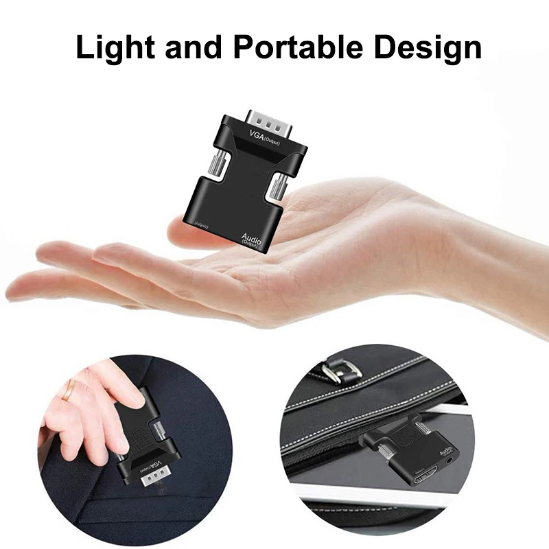 Адаптер HDMI/VGA, ТВ-приставка, 1080P, ПК, разъем Aux 3,5, видео и аудио кабель, конвертер, проектор, монитор, проектор, порт дисплея