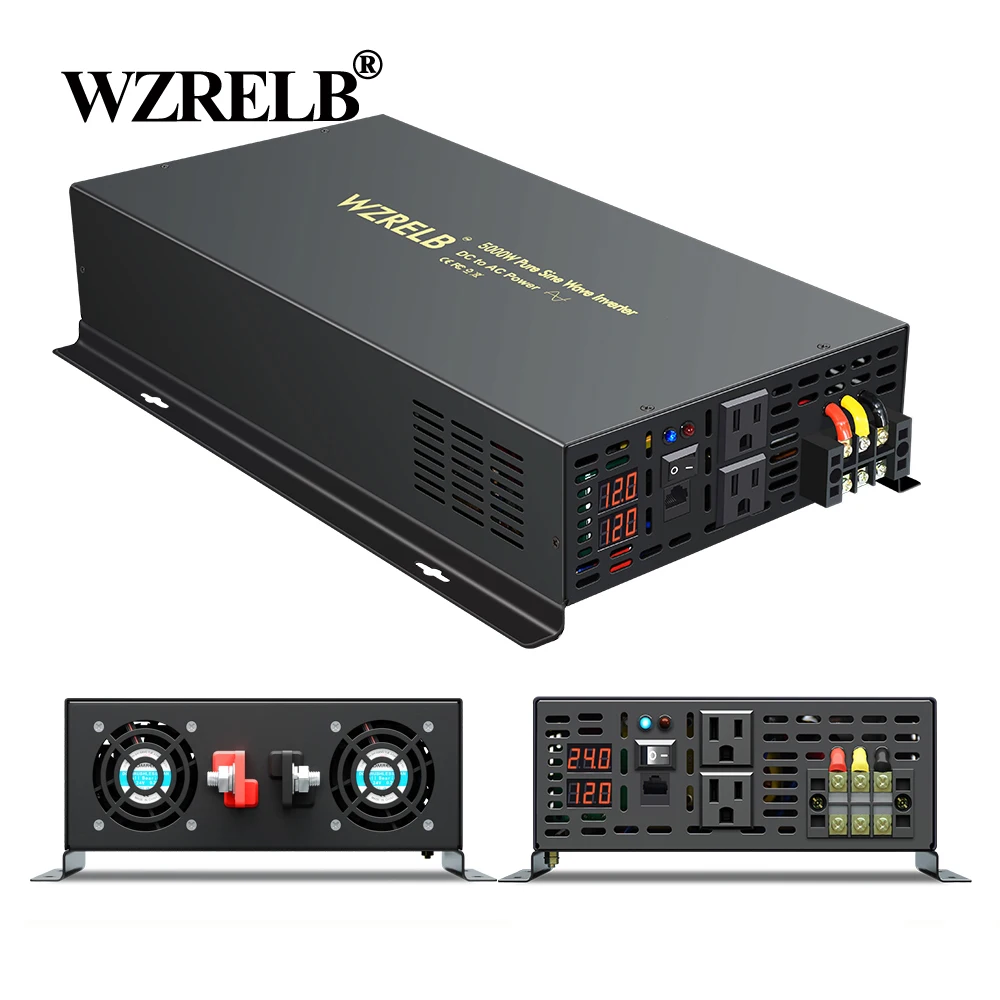 

Pure Sine Wave Inverter Power 5000W Solar Panel Inverter 12V/24V/48V/96V DC to AC 110V/120V/220V/240V Converter Car Battery