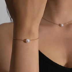 Hot White Pearl Jewelry Sets Necklace Bracelet Big Pearl Sets Unquie For Women Party Jewelry Christmas Gift S001