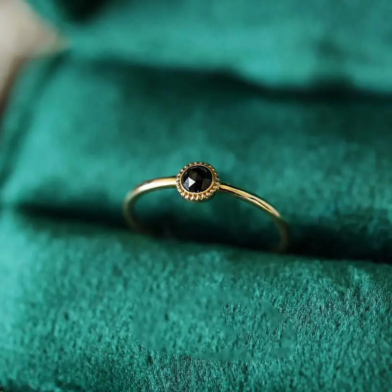 

Original new natural black crystal opening adjustable ring retro niche design personality simple and cold style ladies jewelry