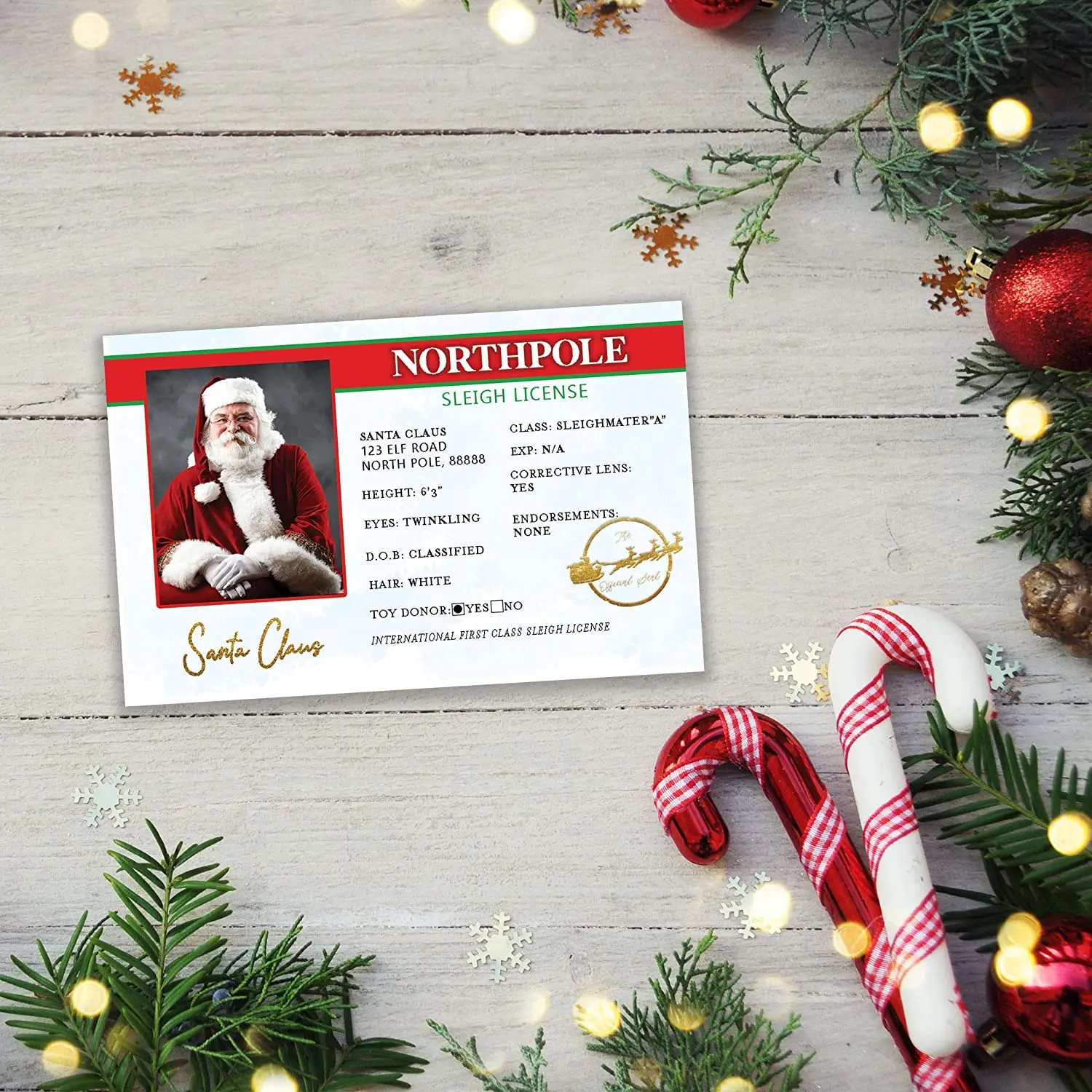 11 Designs Santa Flight License Creative Plastic Santa Claus Driving Cards For Christmas Decoration Santa Eve Driver Card