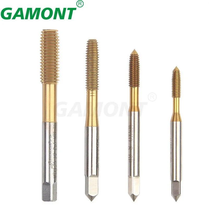 GAMONT Spiral Flute Metric Thread Taps Straight Flute Machine Screw And Die Plug Set Machine Tap For HSS With Coating Titanium