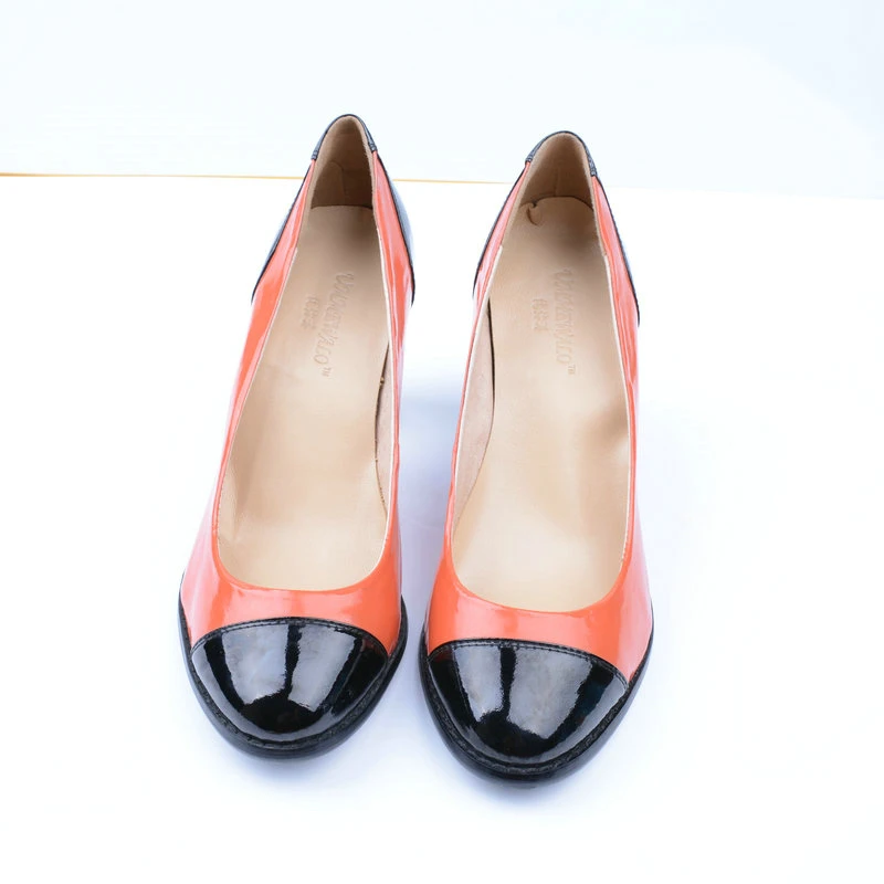 

Woman Patent Leather High Heels Ladies Casual Pumps Shoes Women Quality Round Toe Shoes