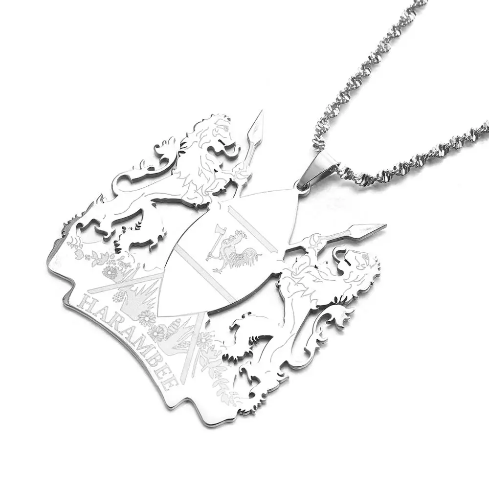 Stainless Steel Kenya Pendant NecklacesFashion Country Map Kenyans Chain Jewelry