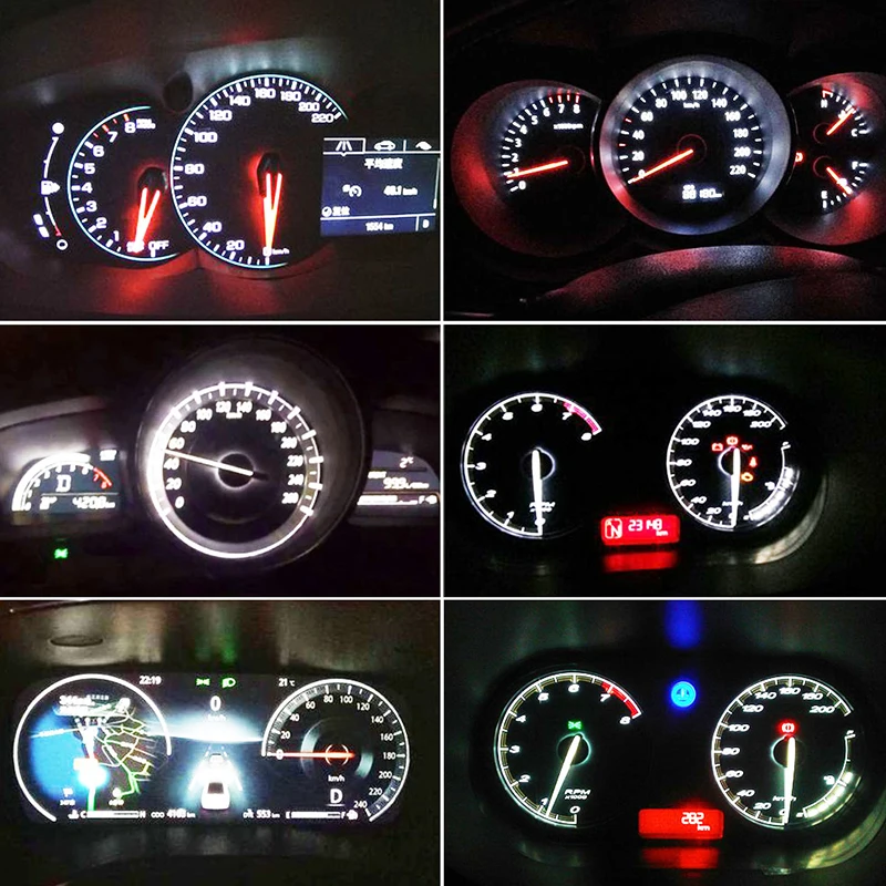 10PCS T5 W3W LED Auto Led Bulbs No Polarity Car Interior Dashboard Lamp 2 SMD 3014 Chip Door License Plate Light White Red Green