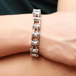 Fashion Men Women Biker Bicycle Motorcycle Chain Bracelet Bangle Punk Stainless Steel Bracelet Men Bangle 8.5