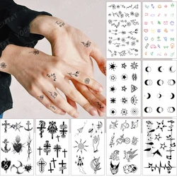 Waterproof Temporary Tattoo Sticker Small Simple Line Flower Flash Tatoo Cute Leaf Finger Wrist Fake Tatto For Body Art Women