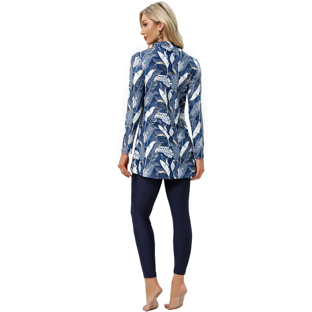 YONGSEN Artisan Burkini Set - Patchwork Islamic Swimwear, 3-Piece Modest Swimsuit with Padded Bra