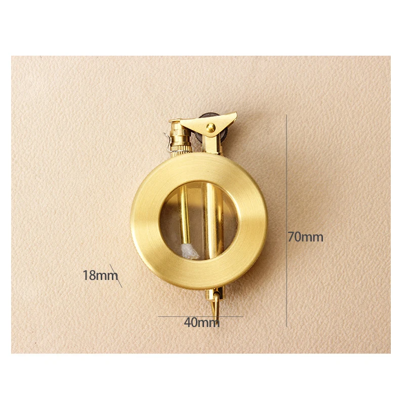 Vintage Style Round Brass Gas Lighter with Transparent Fuel Gauge Oil-Filling Cigarette Lighter Gifting and Collection