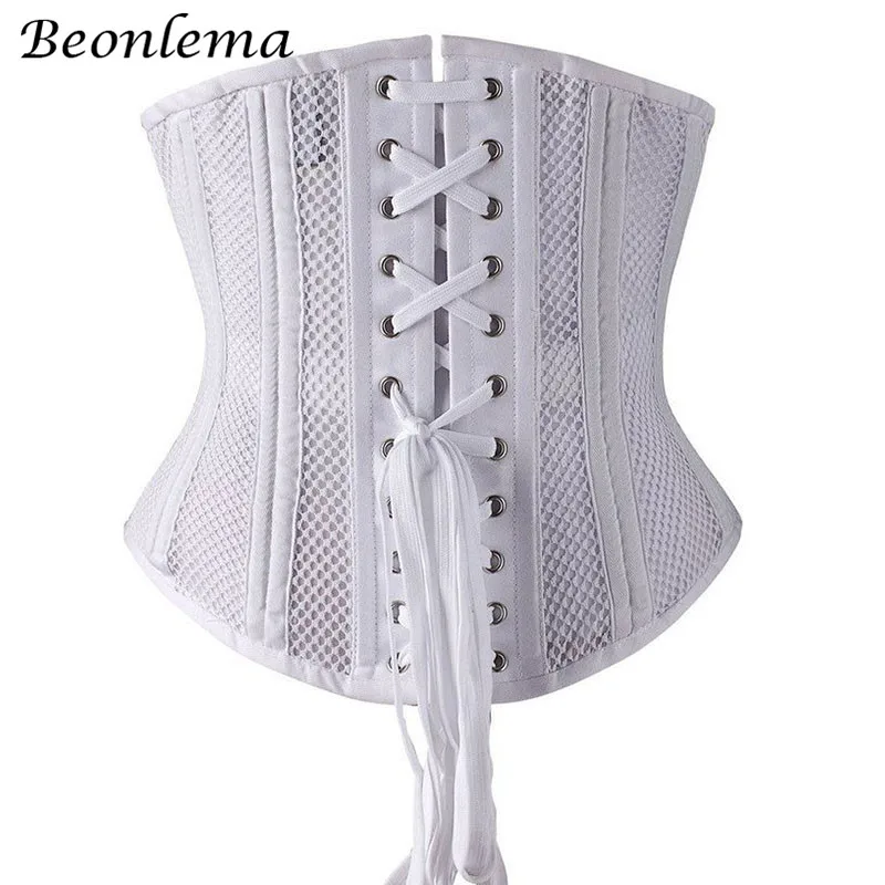 Corset For Women Sexy Steampunk Underbust Corset Steel Boned Gothic Clothing White Bustiers Waist Trainer Modeling Straps Bodice