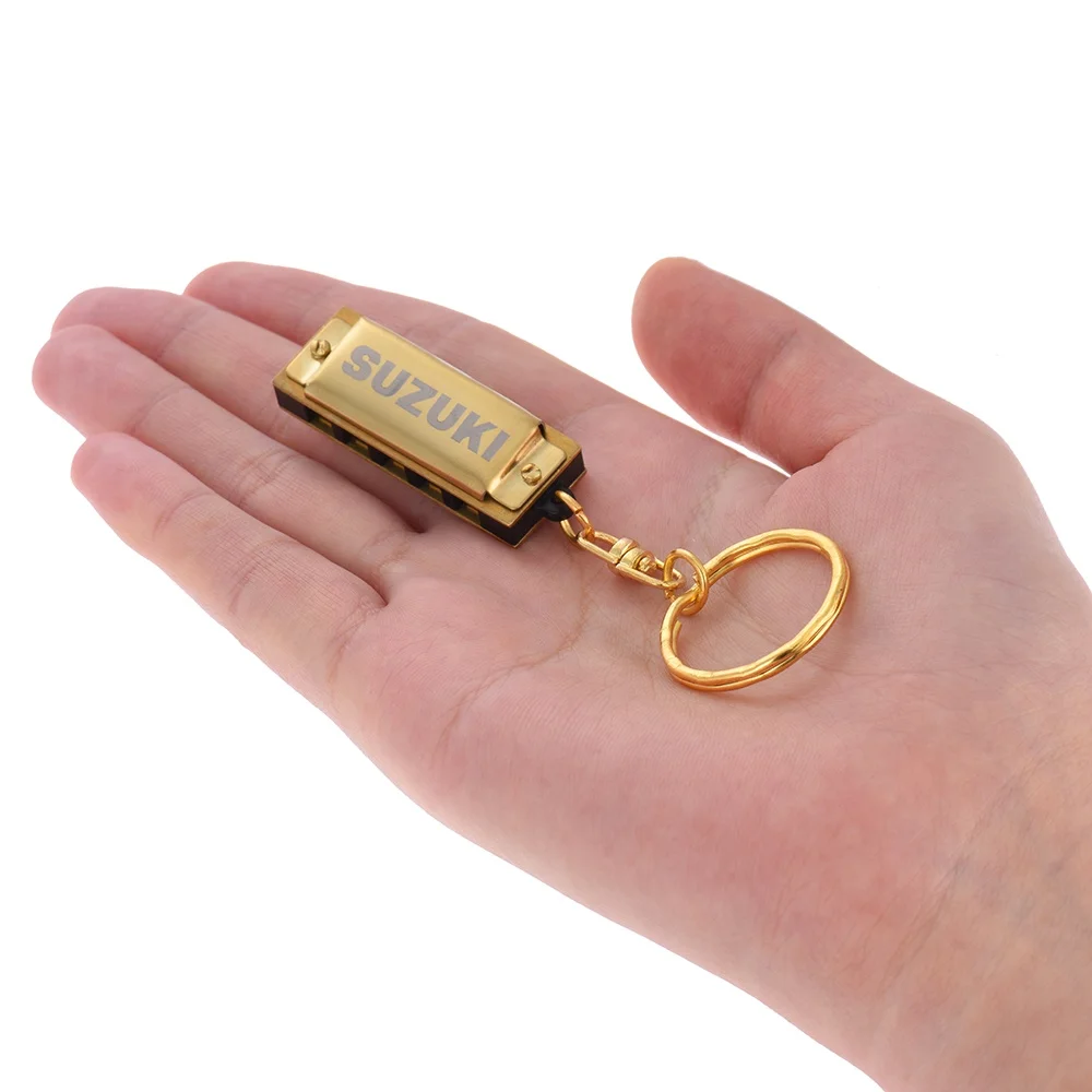 Suzuki Keyrings Harmonica Keychain Mini 5 Holes 10 Tone Keychains Woodwind Instruments