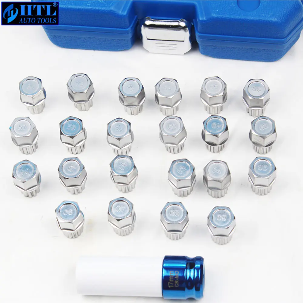 23Pcs Wheel Lock Lugnut Anti-theft Screw Sleeve Lug Nut Removal Key Socket For Volkswagen AUDI 1/2 inch (12.7mm) Socket Adapter