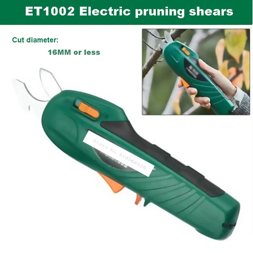 DC7.2V Lithium Electric Pruning Shear ET1002 Rechargeable Labor-saving Fruit Tree Scissors Garden Pruning Shear 16MM Hot Selling