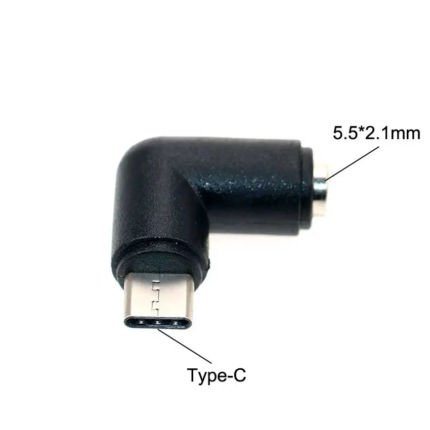 YuXi DC Power Female 5.5*2.1 Mm untuk Pria Micro USB Type C USB-C Plug Laptop USB kabel Adaptor Konektor Sudut Kanan 90 Derajat