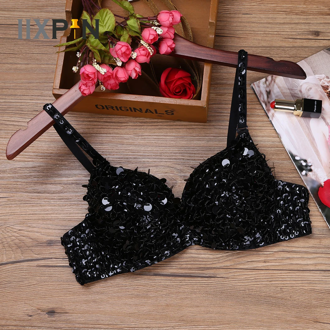 2021 Glitter Nightclub Backless Sparkle cekiny Tank Top kobiety seksowna z kryształami diamenty Sequined Night klubowy strój imprezowy krótki Top