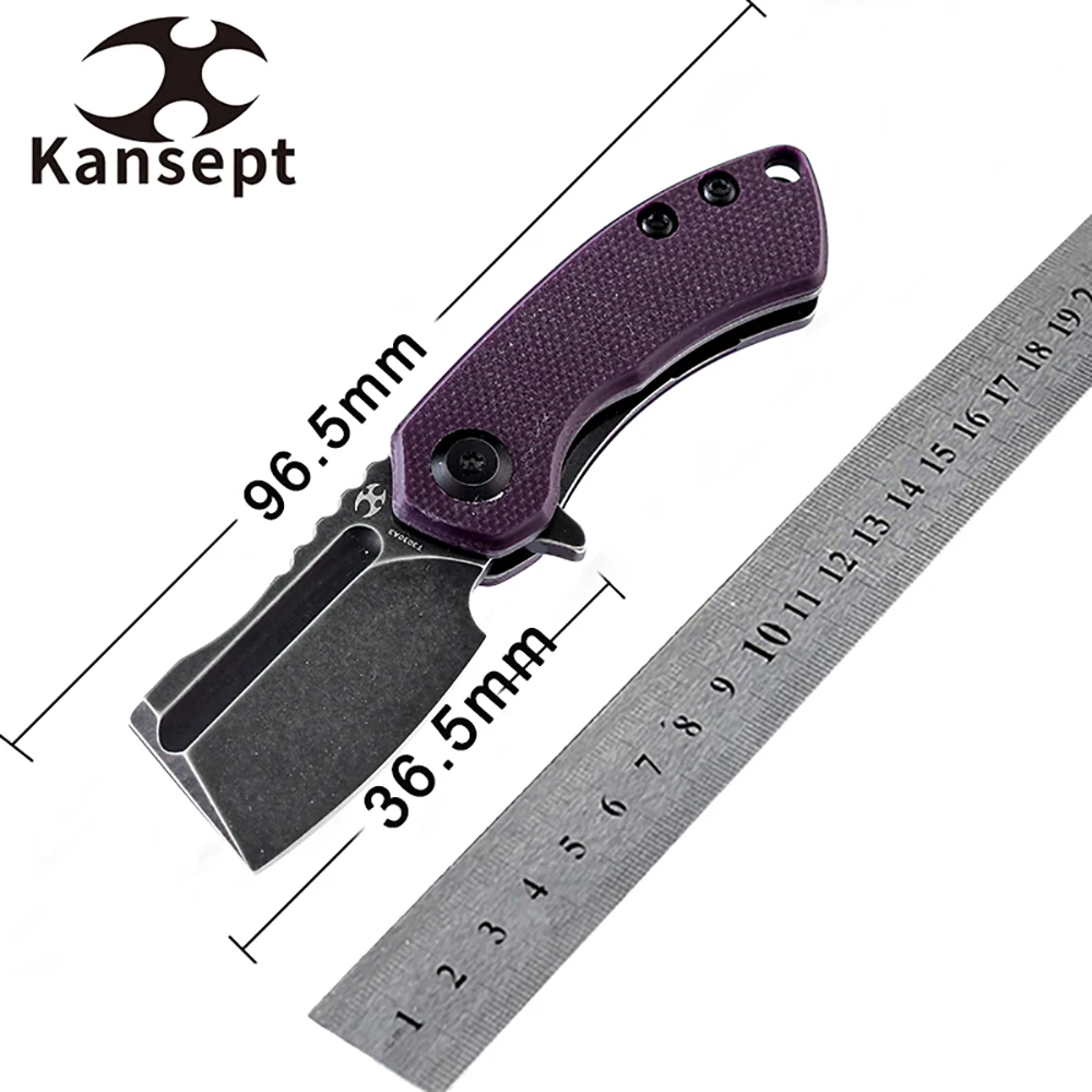 

Kansept Mini Korvid T3030A3 Pocket Knife Mini Cleavers 154C M Blade Purple G10 Handle Folding Knife for EDC Carry