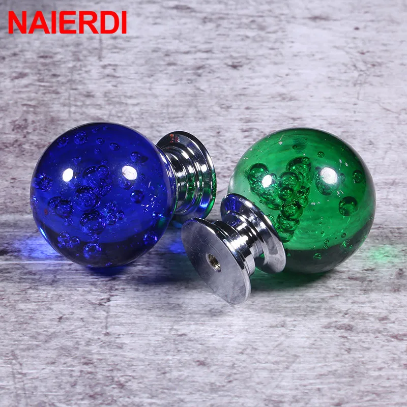 NAIERDI 30mm Crystal Bubble Ball Furniture Knob Kitchen Cupboard Door Pulls Drawer Knobs Cabinet Handles Wardrobe Door Handles