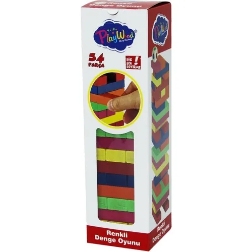 Parstek juego de equilibrio de madera colorido en caja, 54 piezas