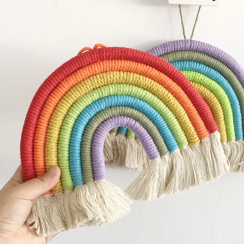 Nordic Kids Nursery Room Decor Felt Rainbow Cloud Hanging Decor Scandinavian Handmade Children Baby Girl Room Hanging Wall Decor