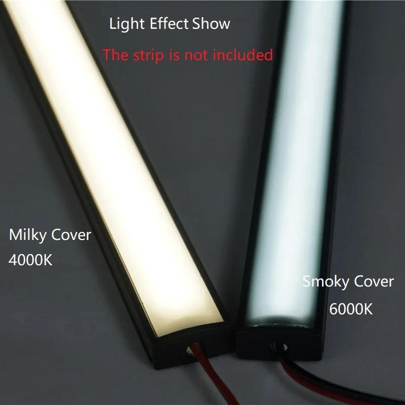 10-Pack 1M 3.3FT Black LED Aluminium Profile,12MM Strip U V YW Channel Milky Smoky Cover Cabinet Wardrobe Tape Light Diffuser