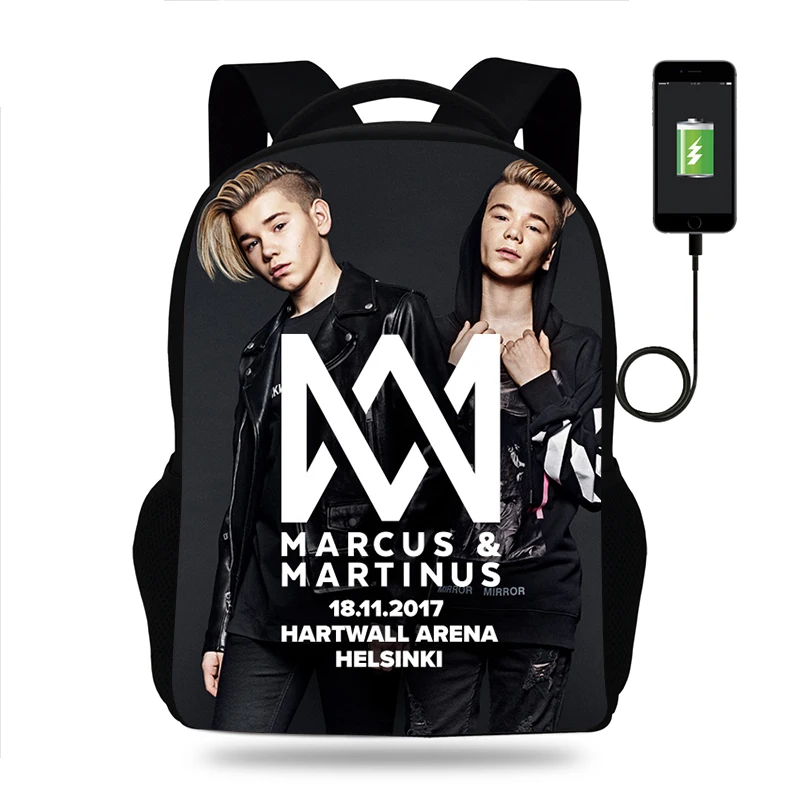 

Marcus and Martinus Boys Girl School Bag Children Teenager USB Charging Daily Travel Backpack Kids Gift Schoolbags Mochila