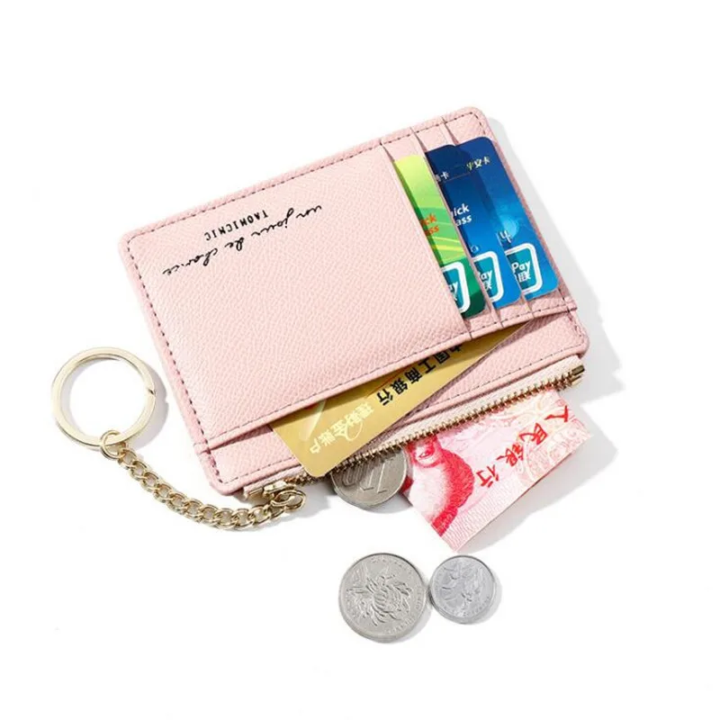 New Women Wallets Zipper PU Leather Coin Purse Mini Key Chain Small Wallet Multi-card Bit Card Holder Card Holder Clutch Case