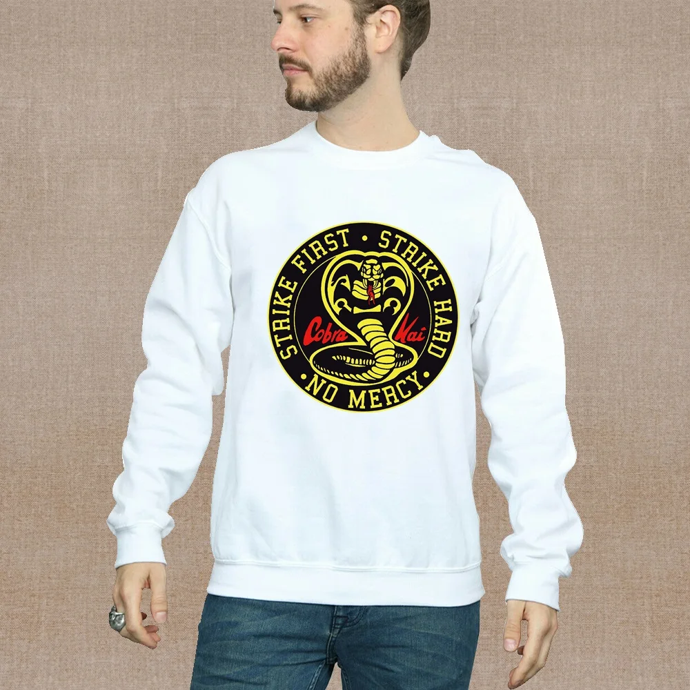 Basic Men's Clothing Casual Warm Long Sleeve Sweatshirt O-Neck White Pullover Punk Cobra Printed Autumn Commuter Series Hoodie