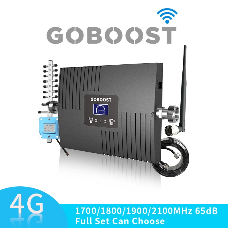 4G Signal booster LCD Display FDD LTE AWS 1700 2100 mhz Band 4 65dB Gain Cell Mobile phone Signal Amplifier AWS 1700MHz Repeater