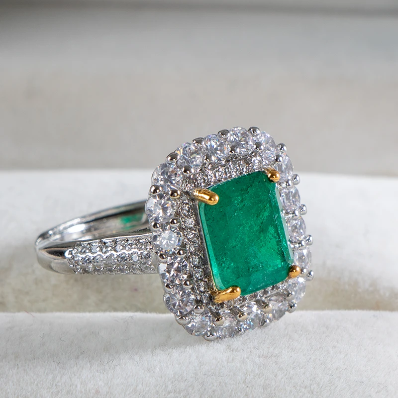 Cellacity luxury women ring with emerald gemstone silver  jewelry 5A zircon Engagement Wedding Girls Party Rings Gifts