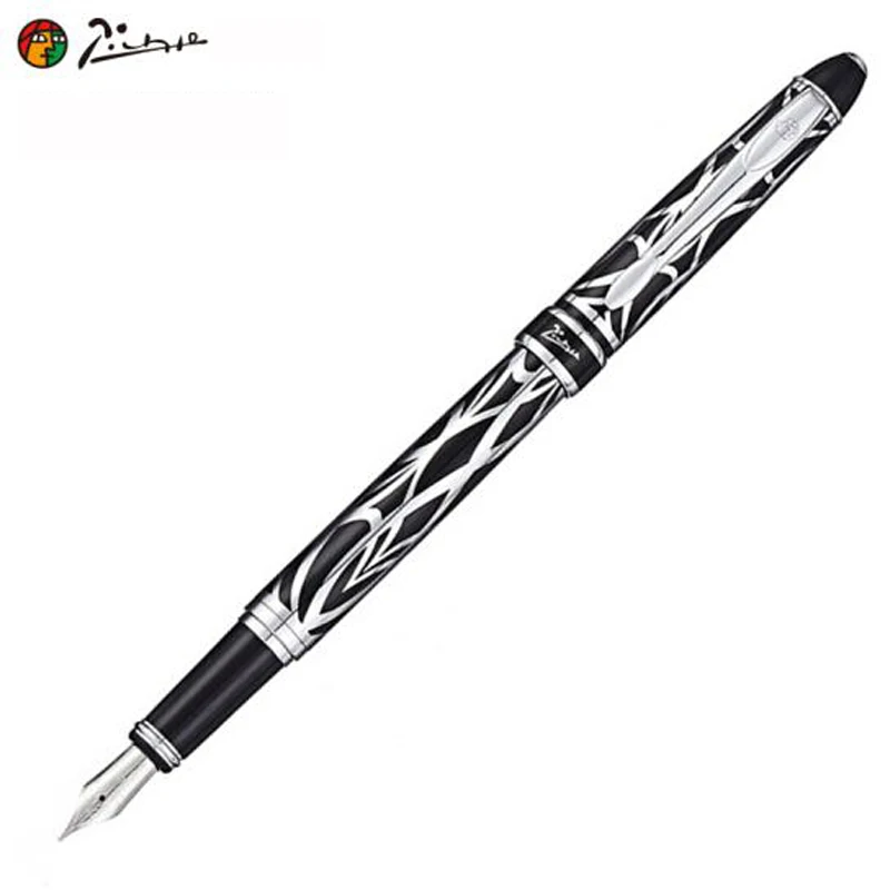 

Picasso 901 Black & Silver Fountain Pen Amorous Feeling of Paris 18KGP Fine Nib Great Office & Home For Writing Gift Pen