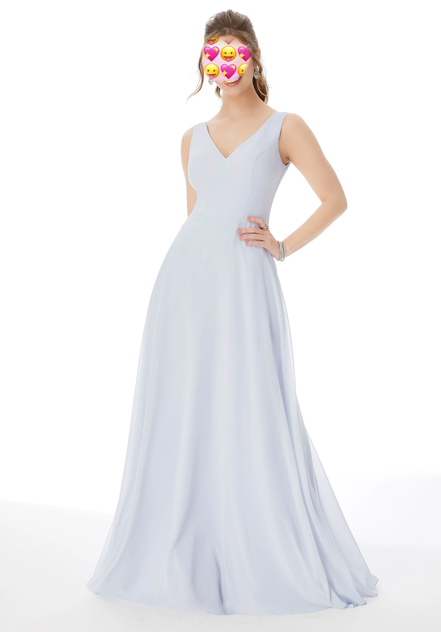 Low Back Bridesmaid Dresses A-line V-neck Sleeveless Wedding Party Dress Elegant for Women Long