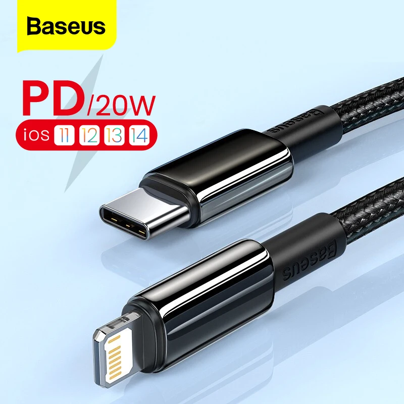 Baseus 20W USB Type C PD Cable for iPhone 11 12 Mini Pro Max X 8 7 6 Fast Quick Charge Data Cable For Macbook iPad Mini Air Wire