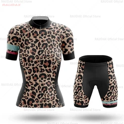 Leopard Cycling Jersey Set for Women, Anti-UV Mountain Bike Clothes, Female Cycling Set, Quick Dry, MTB Bicycle Clothing, Summer