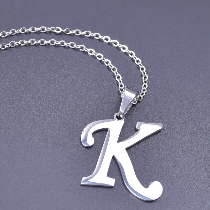 Alphabet Necklace For Women Men 26 Letter Charm Pendant Stainless Steel Necklace Vintage Jewelry A-Z Neck Decoration Choker Gift