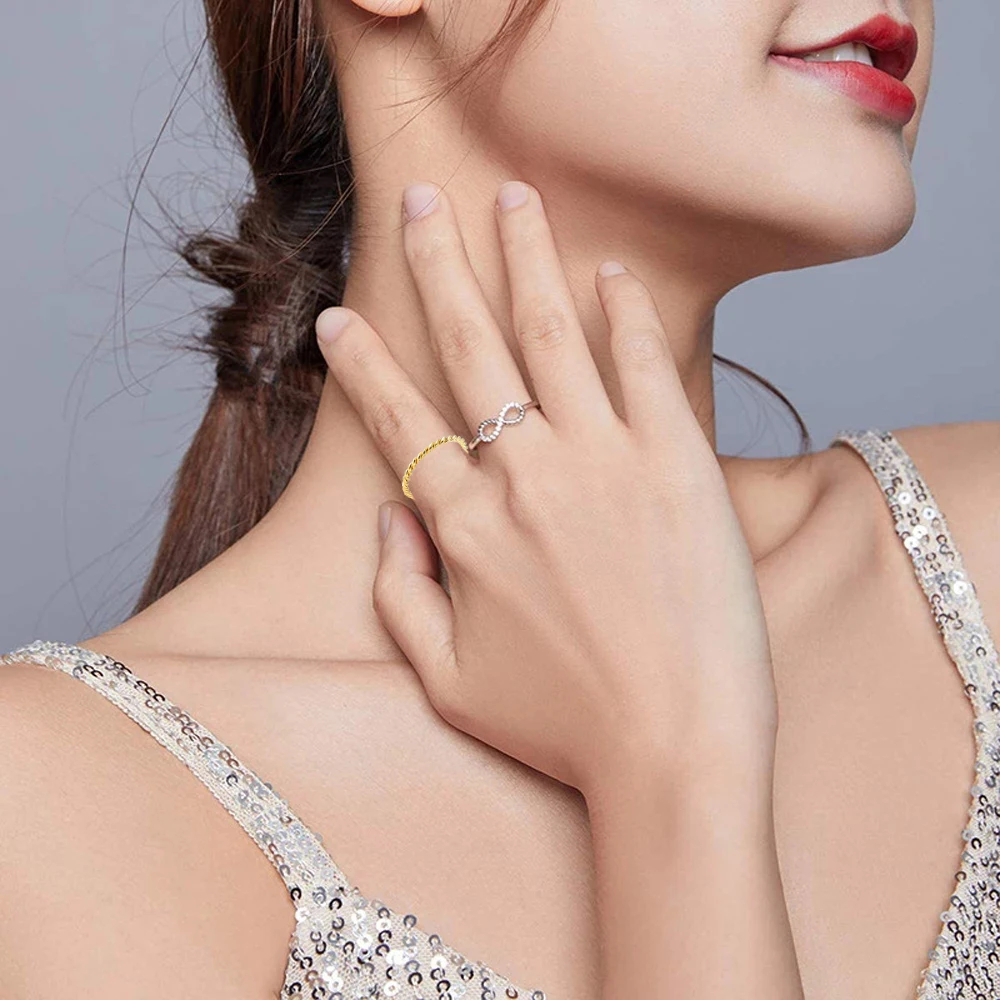 Women Thin Spiral Wire Rope Twisted Ring Small Minimalist Stainless Steel Jewelry Fashion Rose Gold Silver Color Size 4 To 11