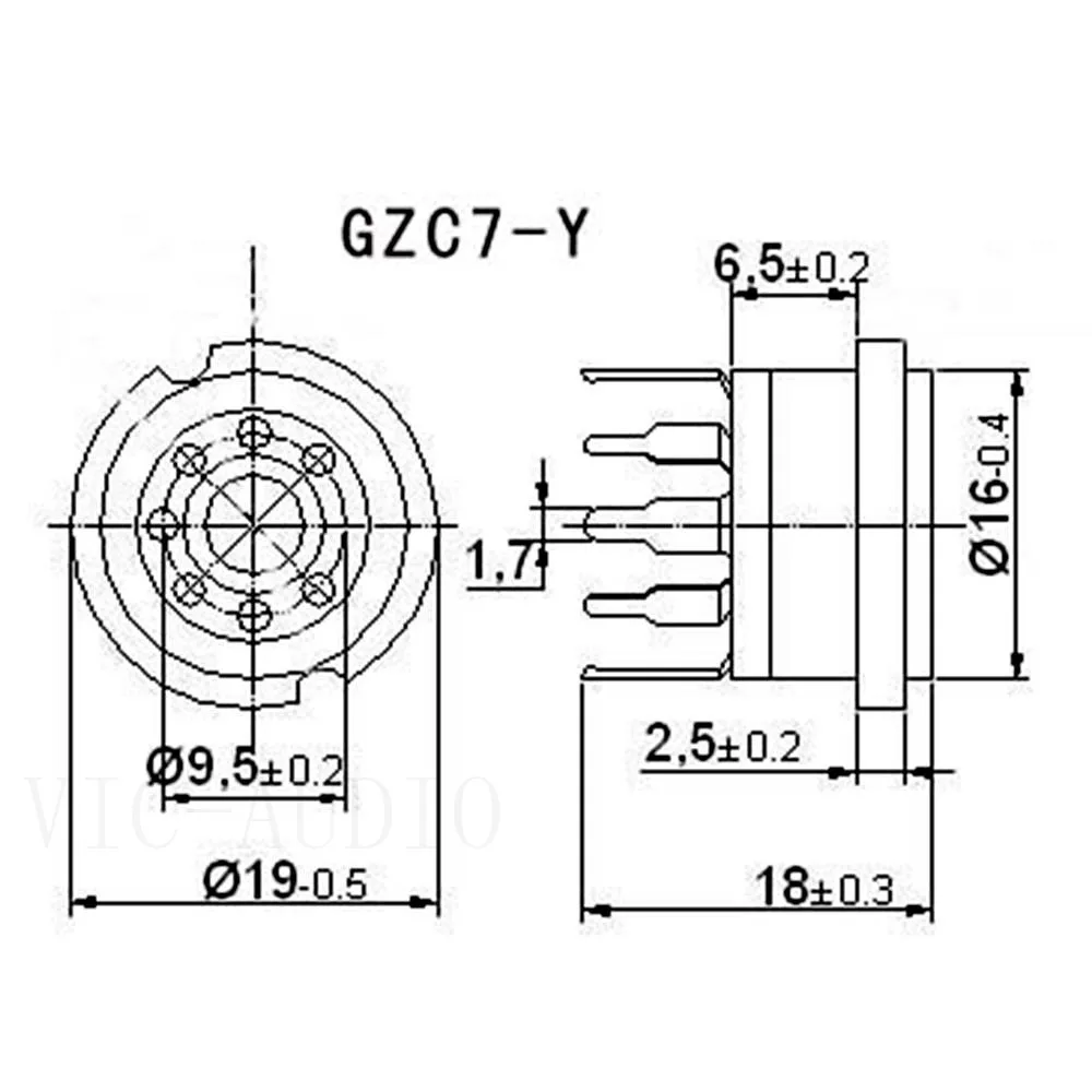 7Pin Tube Socket PCB Mount For 6Z4 6J1 EAA91 EC92 2P2 6X4 6J2 6J3 Vacuum Tube Amplifier Audio HIFI DIY