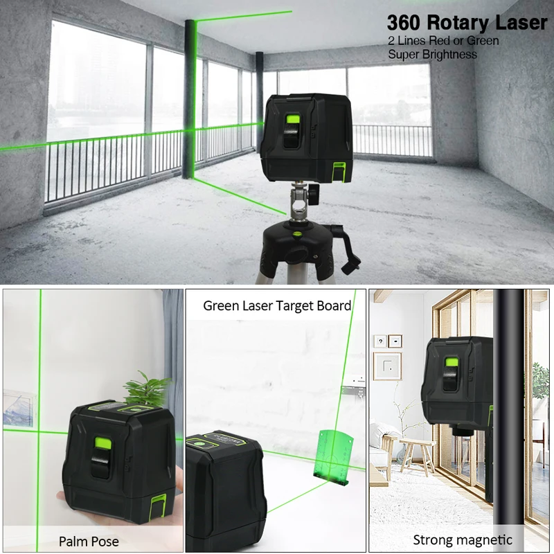 CE Certificated Mùa Thu Bảo Vệ Lòng Bàn Tay Đeo Chéo Đường Laser Tự Cân Bằng Độ Cao Thu OK Cấp Laser Xoay 360 Có Từ Tính Chân Đế