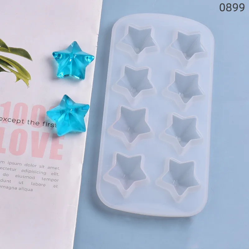 Fünf-stern DIY Kristall Epoxy Harz Formen 8 in 1 Transluzenten Anhänger Stern Diamant Schmuck Hausgemachte Silikon Form für Kunst