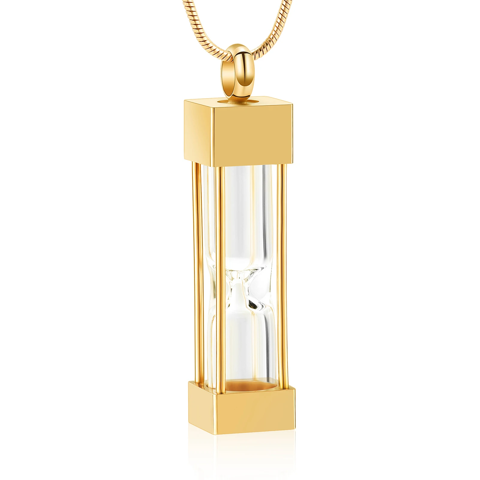 Time Memory Unique Square Hourglass Glass Cremation Jewelry Urn Necklace for Ashes Cremation Jewelry Keepsake Memorial Pendant